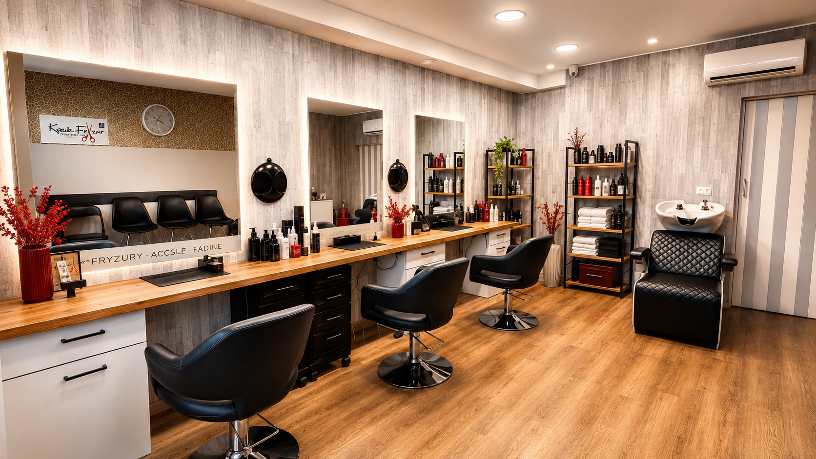 Jasne, eleganckie wnętrze salonu Kącik Fryzur